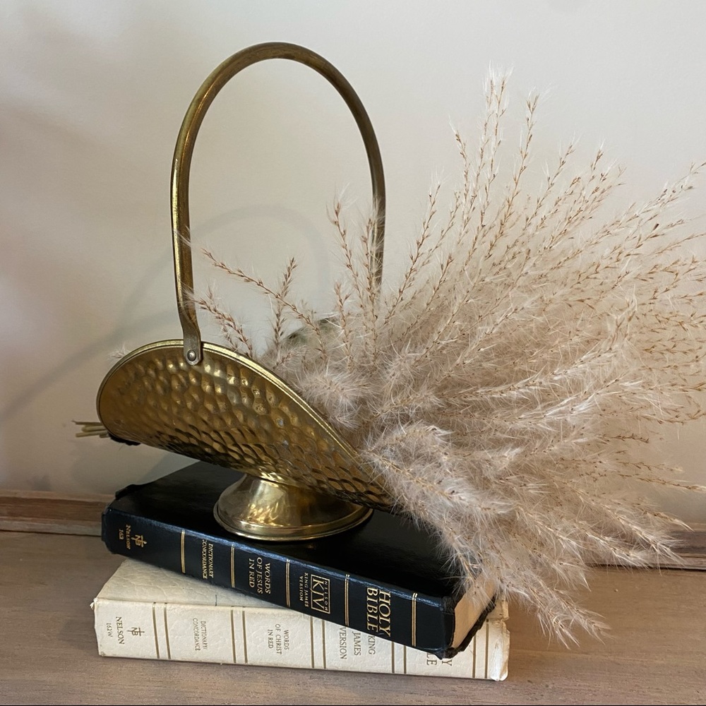 Vintage Small Hammered Brass Basket FTDA - Made in Holland by Nijhaf-Zevenaar/